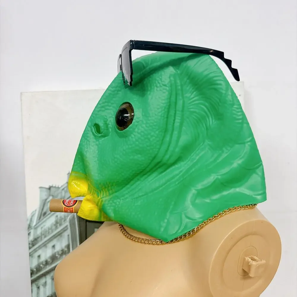 Green Fish Full Face Mask | Cosplay Party Headgear Set